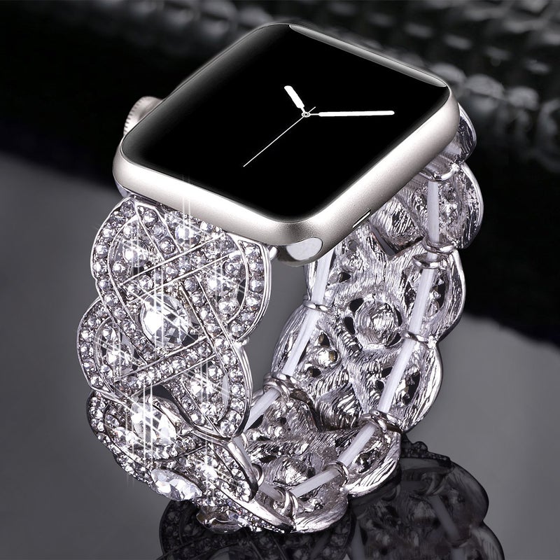VIQIV Bling Bands for Apple Watch 40mm 44mm Iwatch Series 4 3 2 1, Diamond Rhinestone Stainless Steel Metal Bracelet Wristband Strap for Women - Image 3